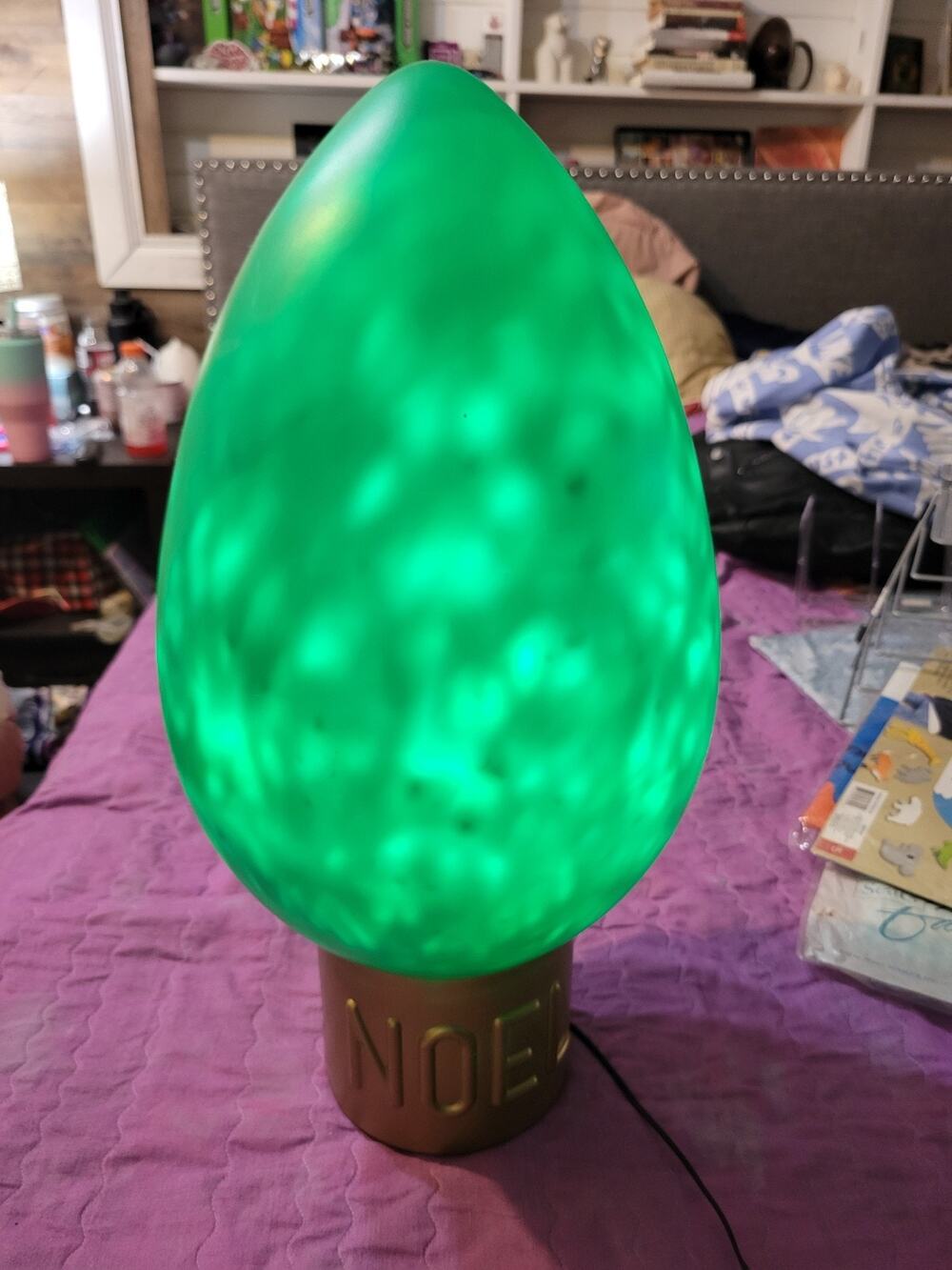 Lowes Holiday Living NOEL Green Light Bulb Like Blow Mold